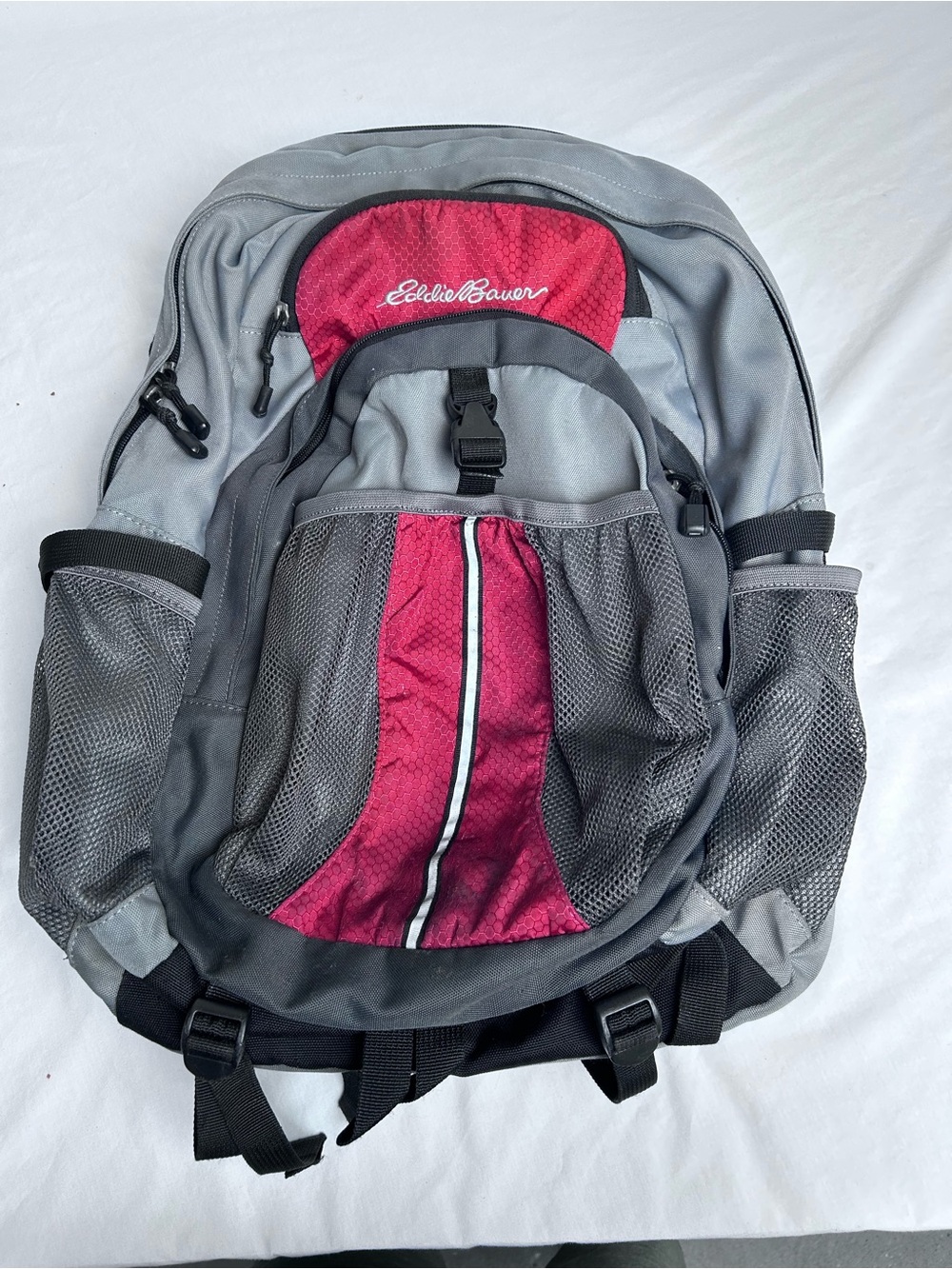 Eddie Bauer Two-Tone Gray and red classic Men's Backpack large